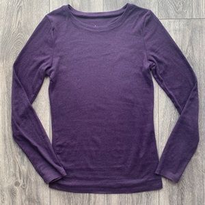 Purple long sleeve boatneck t-shirt